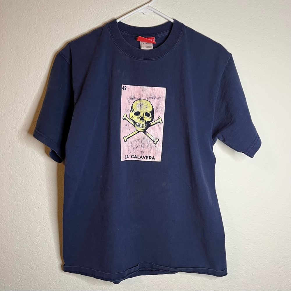 Loteria La Calavera tshirt. Large. Blue.